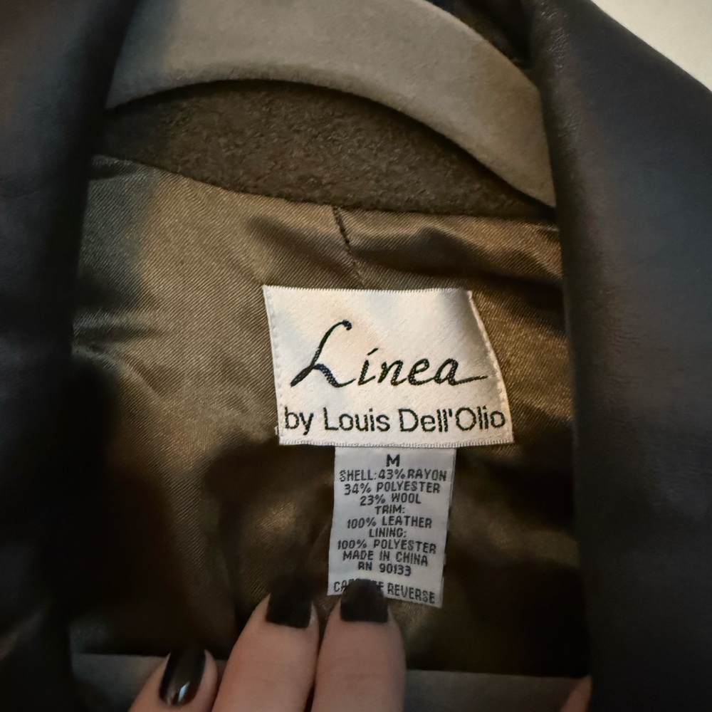 Olive Green Women's Vtg Barbour-Style Jacket with Black Leather Accents - Picture 5 of 5